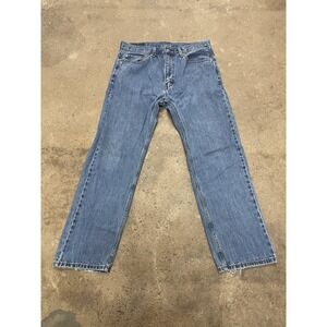 Levis 505 Jeans Mens 36x32 Blue Wash Denim Regular Fit Straight Leg Zip Fly